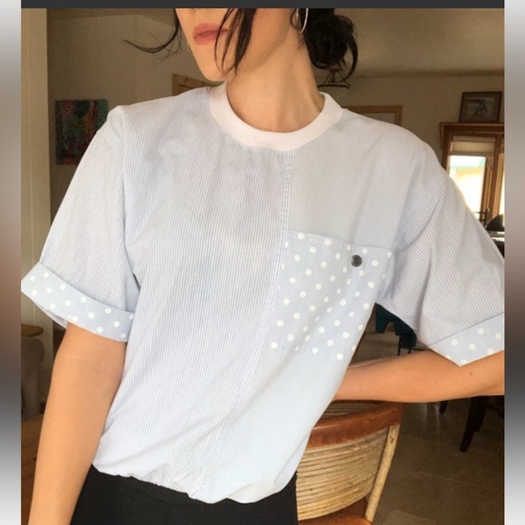 Tops - Vintage 90’s Holiday Beach Club mixed media patch work short sleeve shirt